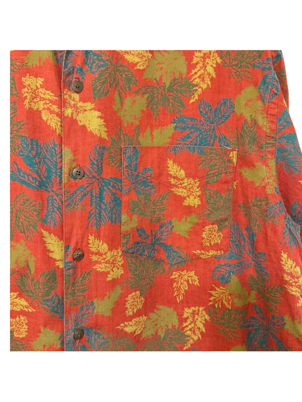 Vintage Gap Fall Leaves Print Button Down Shirt 90’s Mens Medium Long Sleeve Red - Picture 9 of 16